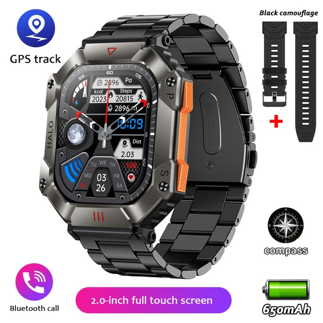 IP68 wasserdichte militärische AI-Sprach-Bluetooth-Anruf-Smartwatch