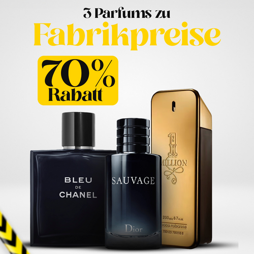 3 Parfüms zu Fabrikpreise (100ml) - Sauvage Dior, Bleu De Chanel, One 1 Million