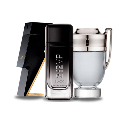 3 Parfüms zu Fabrikpreise (100ml) - Bad Boy de Carolina Herrera, 212 VIP Black de Carolina Herrera, Invictus de Paco Rabanne