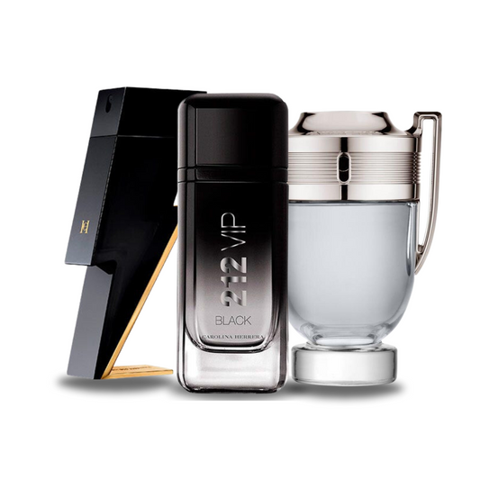 3 Parfüms zu Fabrikpreise (100ml) - Bad Boy de Carolina Herrera, 212 VIP Black de Carolina Herrera, Invictus de Paco Rabanne