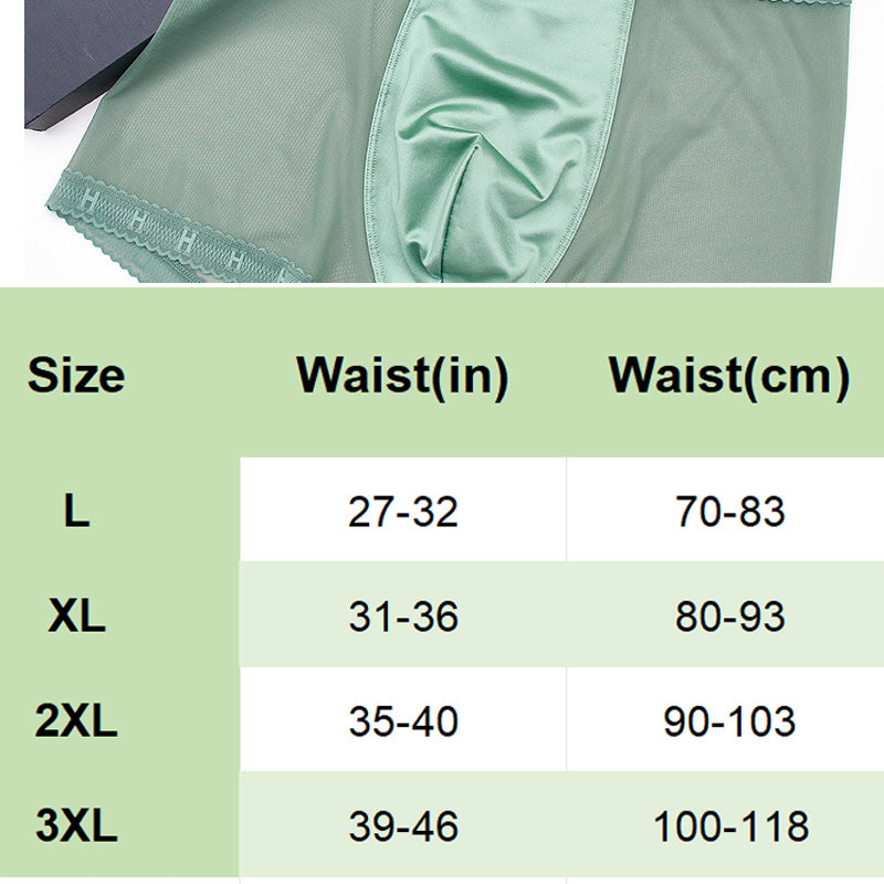 [Kaufe 3, erhalte 1 gratis] Hochwertige, antibakterielle, atmungsaktive, nahtlose Boxershorts aus Satin und Spitze für Herren