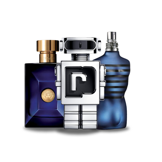 3 Parfüms zu Fabrikpreise (100ml) - Dylan Blue de Versace, Phantom de Paco Rabanne, Ultra Male de Jean Paul Gaultier