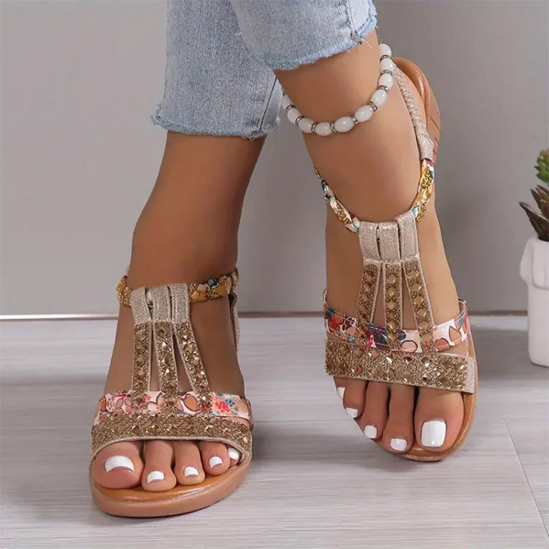 🔥 Letzter Tag Promotion 50% OFF  - Frauen Neue Sommer Strass Offene Zehe Orthopädische Sandalen