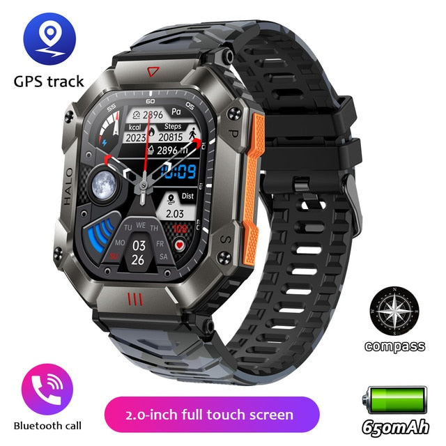 IP68 wasserdichte militärische AI-Sprach-Bluetooth-Anruf-Smartwatch