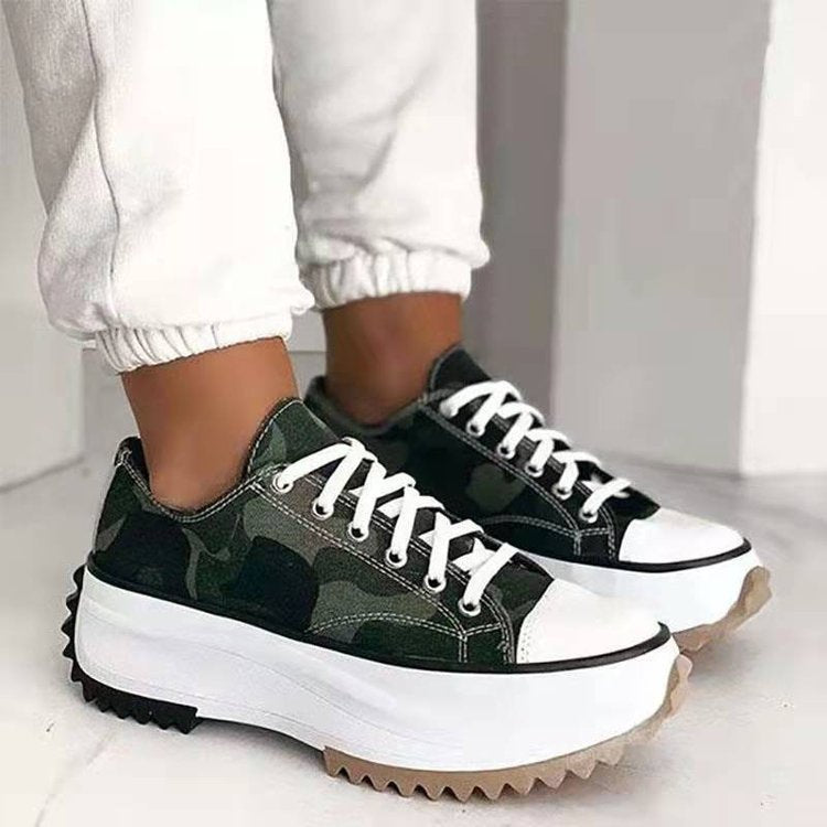 🔥Damen-Schnürsenkel-Sneakers mit Plateau-Absatz